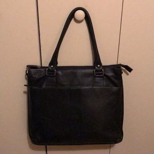 Black Leather shoulder / computer bag